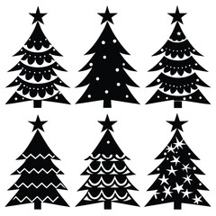 Fototapeta premium Christmas Tree Silhouettes Vector Pack Set