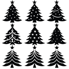 Christmas Tree Silhouettes Vector Pack Set