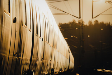 Close up of a commuter train