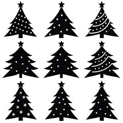 Obraz premium Christmas Tree Silhouettes Vector Pack Set