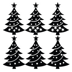 Obraz premium Christmas Tree Silhouettes Vector Pack Set