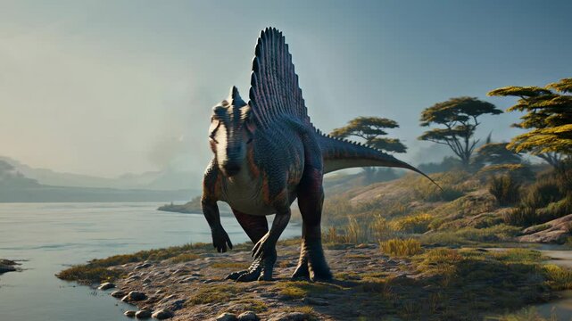 Spinosaurus carnivorous dinosaur water body prehistoric extinct animal jurassic