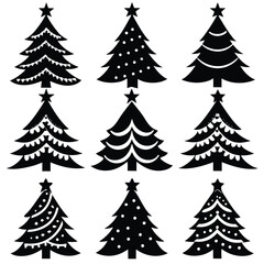 Obraz premium Christmas Tree Silhouettes Vector Pack Set