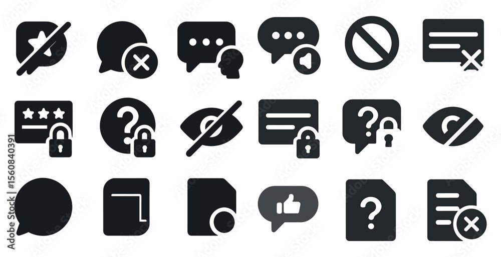 Fototapete set of icons for a messaging app. the icons include a question mark, a star, a lock, a thumbs up, an