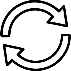 Circular arrows showing rotation outline icon vector