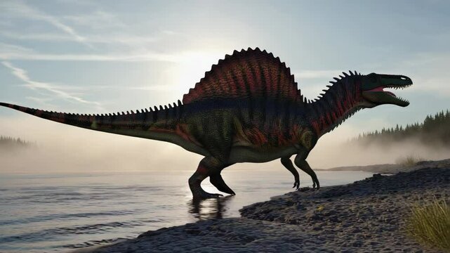 Spinosaurus carnivorous dinosaur water body prehistoric extinct animal jurassic