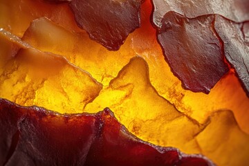 Fototapeta premium Close-up view of Carnelian gemstone revealing its rich, layered texture and translucent orange and red hues.