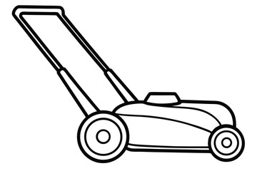 Lawn Mower Outline Illustration Black and White Gardening Equipment Icon for Coloring Pages