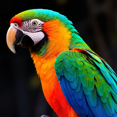 Obraz premium Colorful macaw parrot displaying vibrant feathers in natural setting 