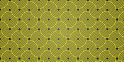 Fototapeta premium Seamless pattern with monochrome twisting stripes and warped lines forming a mesmerizing illusion, abstract black and white vector background.
