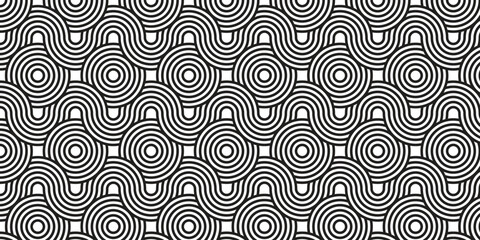 Seamless pattern with monochrome twisting stripes and warped lines forming a mesmerizing illusion, abstract black and white vector background.