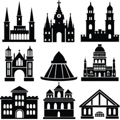 Fototapeta premium World Religious and Cultural Architecture Vector Icon Set
