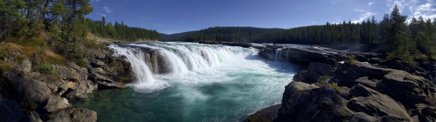 Fototapeta premium Majestic waterfall view nature photography hdr 360 degrees hdri