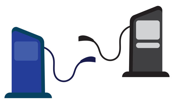 blue and black gas pumps connected clip art preview