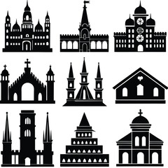 Fototapeta premium World Religious and Cultural Architecture Vector Icon Set