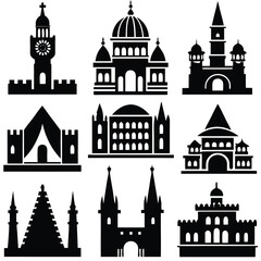 Fototapeta premium World Religious and Cultural Architecture Vector Icon Set