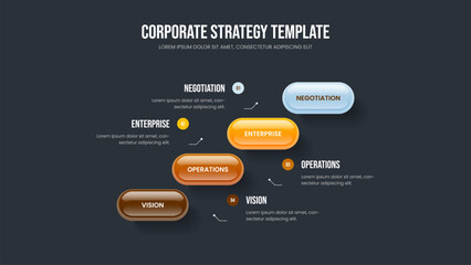 Modern Solution Slideshow Template Vector Illustration. Digital Insight 4 Element Infographic Presentation Layout. Visual Overview Four Step Diagram Frame Design.