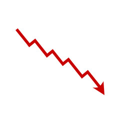 Red Zigzag Down Arrow Chart PNG | Financial Decline or Economic Crisis Concept