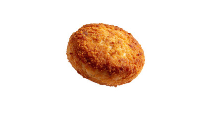 Breaded chicken cutlet floating on transparent background