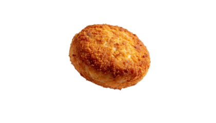 Breaded chicken cutlet floating on transparent background