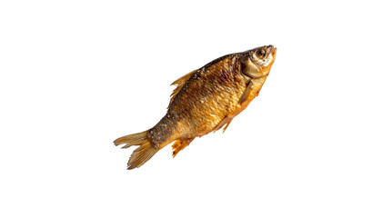 Naklejka premium Smoked golden fish isolated on transparent background, perfect for compositions