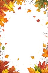 Autumn leaves frame on white background (1)
