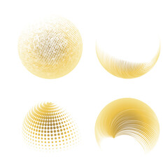 Fototapeta premium Contemporary set of halftone rounded 3d figures.