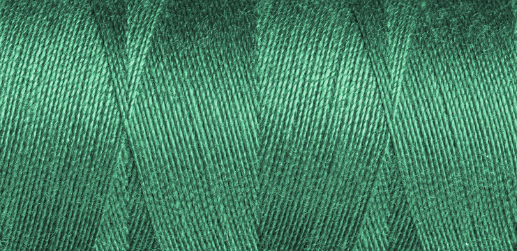 Green sewing thread texture