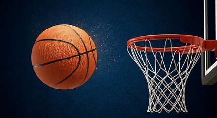 The basketball is in mid-air, about to go through the hoop