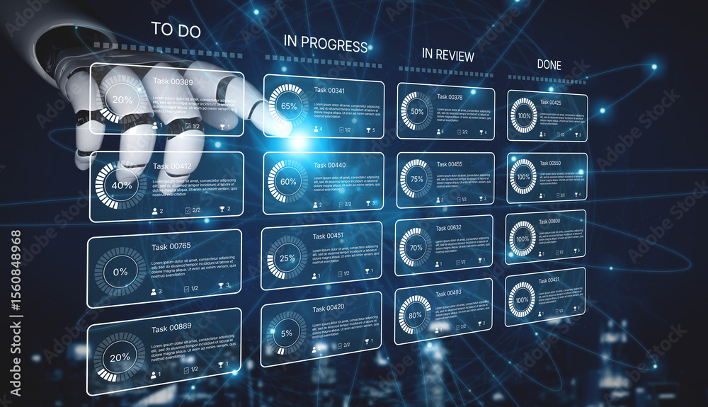 Poster ai improves kanban dashboard for task management by optimizing priorities, tracking team progress, a