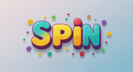 Colorful 3D Spin Text Effect Fun, Playful Typography Design