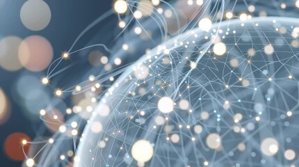 3D digital globe earth, world, planet with glowing network connections and pulsing nodes – futuristic abstract background representing global social communication and data sharing - Powered by Adobe