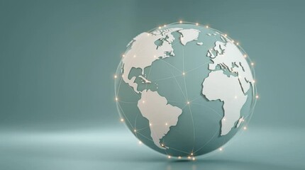 3D digital globe earth, world, planet with glowing network connections and pulsing nodes – futuristic abstract background representing global social communication and data sharing - Powered by Adobe