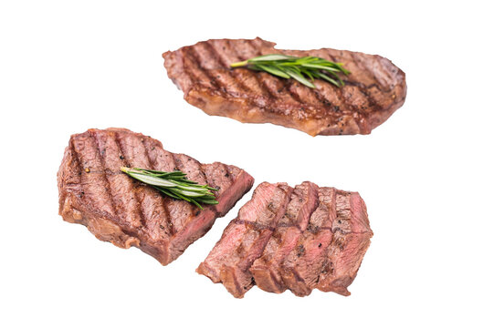 BBQ roasted Top blade steak, Australian Oyster Top blade steak isolated on white background. top view