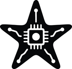 Silhouette starfish microchip conceptual technological futuristic artificial intelligence vector Illustrator