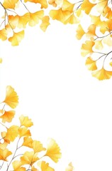 Ginkgo leaves frame. Watercolor style