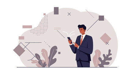 a man in a suit is using his phone