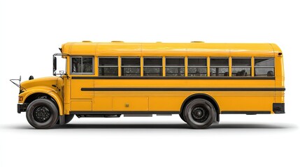 Classic yellow school transportation vehicle on white. AI generated image