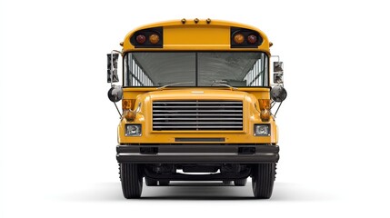 Fototapeta premium Yellow school bus isolated on white background. AI generated image