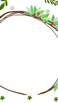 Animation of circle frame with copy space and christmas decorations on white background