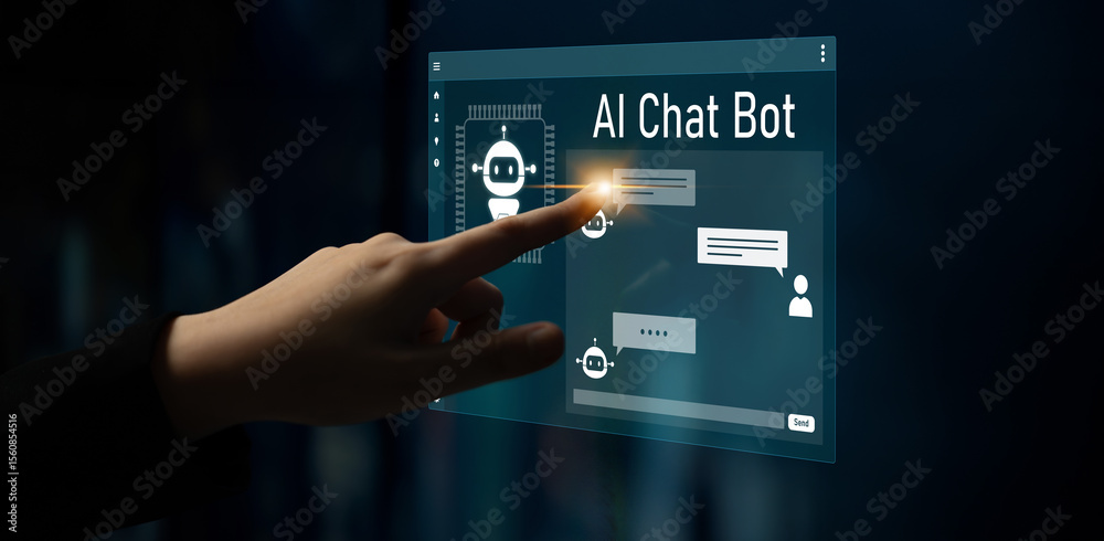 Poster ai chatbot interface facilitates communication, chatbot, and ai interaction for automated user suppo