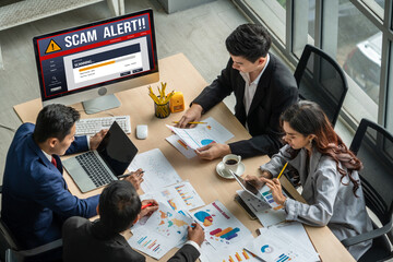 Cyber security software show alert of cyber attack for protection snugly. Danger from virus,...