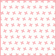 Seamless Pink Floral Pattern Background with Small Blossom Elements, Minimalist Cute Repeating Design, Soft Pastel Spring Style, Decorative Vector for Fabric, Wallpaper, Stationery or Wrapping paper.
