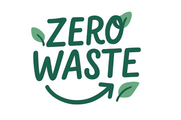 Fototapeta premium Vector illustration of zero waste text hand lettering sign representing ecology concept, recycle, reuse, reduce vegan lifestyle
