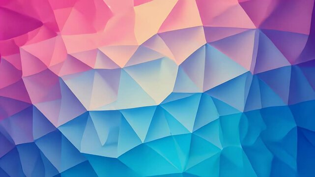 Abstract low poly polygon background animation in gradient colors like pink and blue effect