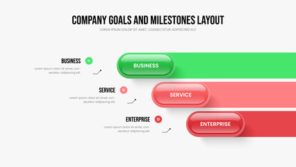 Creative Report 3 Option Diagram Slideshow Design. Enterprise Performance Presentation Template Vector Illustration. Modern Launch Three Element Infographic Frame Layout.