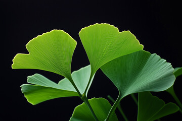 Abstract Low-Angle Shot of a Healthy Ginkgo Biloba Tree, Highlighting its Distinctive Leaf Structure and Natural Beauty