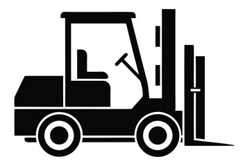 Silhouette Image Depicting a Standard Forklift Truck for Warehouse or Construction Use