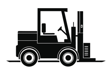 Simple Isolated Black Forklift Truck Illustration Warehouse Equipment Silhouette Graphic for Logistics Needs