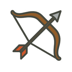 Cartoon bow and arrow icon on white background
Vector image weapon